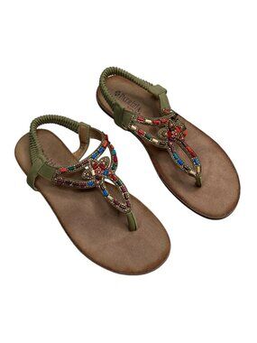 Patrizia Crema by Spring Step Jewel-Accented Sandals Size 38 EU